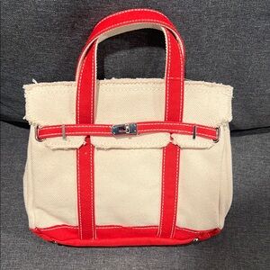Canvas MINI Tote Bag with Red Trim - Boatkin style